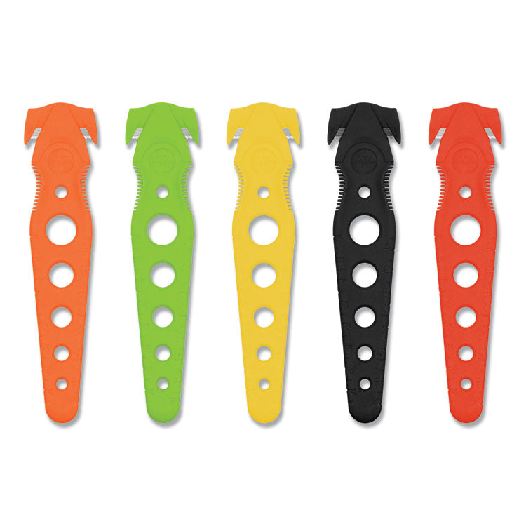 Safety Cutter, 1.2" Blade, 5.75" Plastic Handle, Assorted, 5/Pack 1