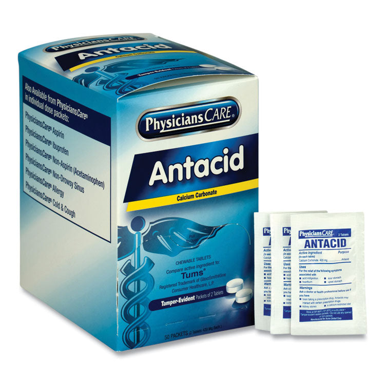 Antacid Calcium Carbonate Medication, Two-Pack, 50 Packs/box 1