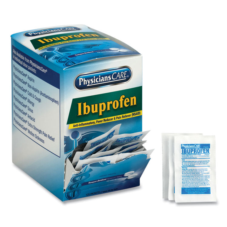 Ibuprofen Pain Reliever, Two-Pack, 125 Packs/box 1