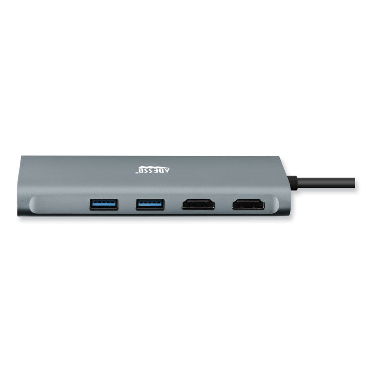 9-in-1 USB Type-C Docking Station, 2 HDMI/3 USB C/SD and TF Slot/RJ45, Gray/Black 2