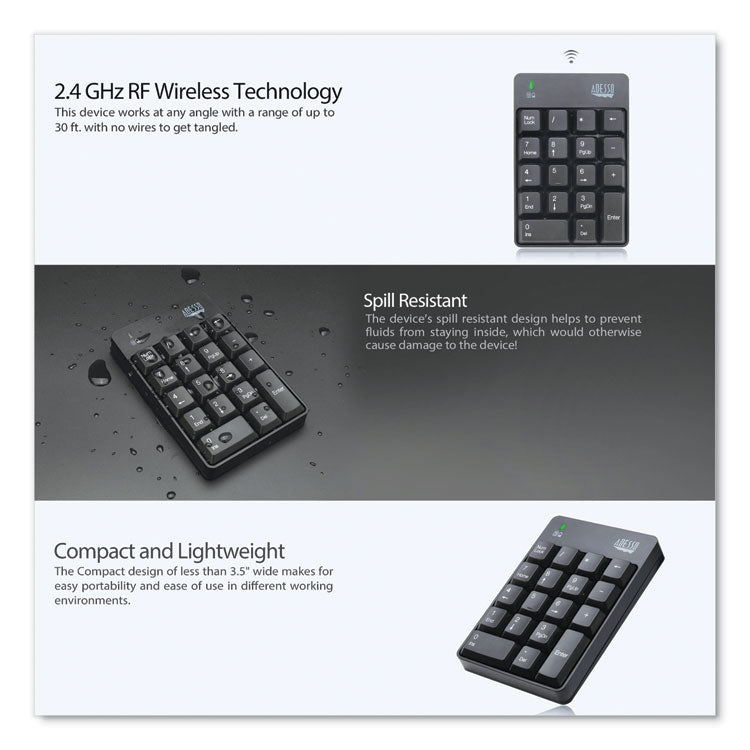 Wkb6010ub Wireless 18-Key Numeric Usb Keypad, Black 6