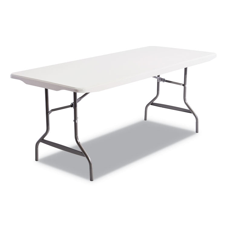 Resin Rectangular Folding Table, Square Edge, 72w X 30d X 29h, Platinum 1