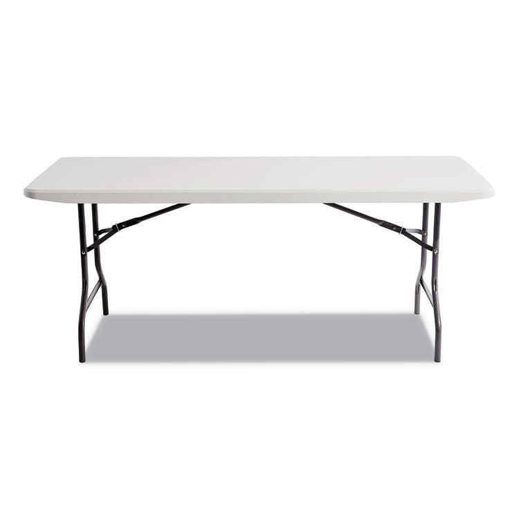 Resin Rectangular Folding Table, Square Edge, 72w X 30d X 29h, Platinum 2