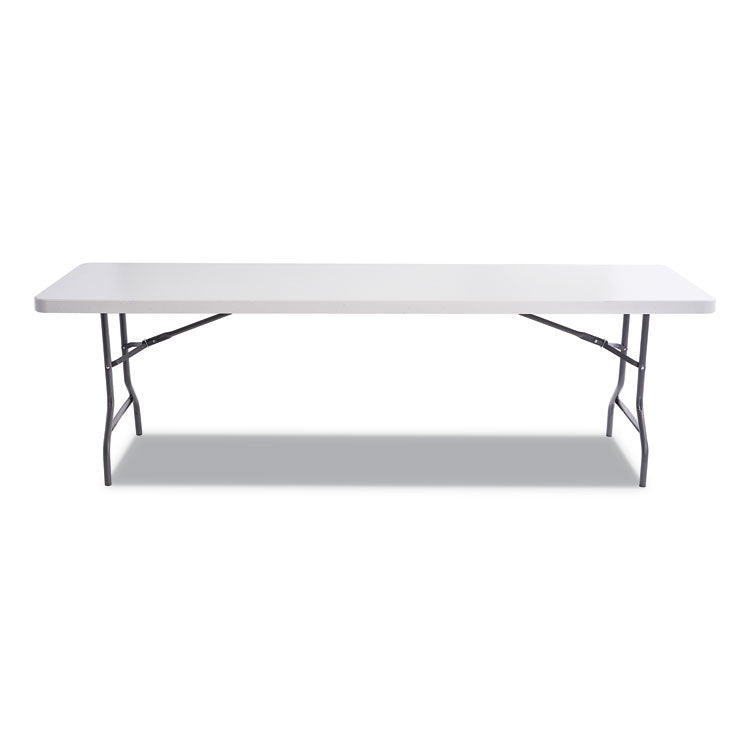 Resin Rectangular Folding Table, Square Edge, 96w X 30d X 29h, Platinum 2