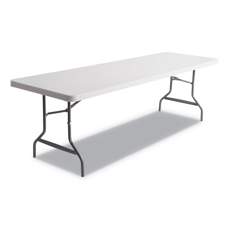 Resin Rectangular Folding Table, Square Edge, 96w X 30d X 29h, Platinum 1