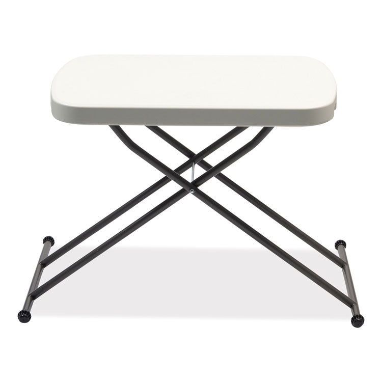 Height-Adjustable Personal Folding Table, Rectangular, 25.6" x 17.7" x 19" to 28", White Top, Dark Gray Legs 1