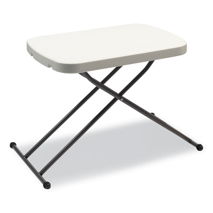 Height-Adjustable Personal Folding Table, Rectangular, 25.6" x 17.7" x 19" to 28", White Top, Dark Gray Legs 3