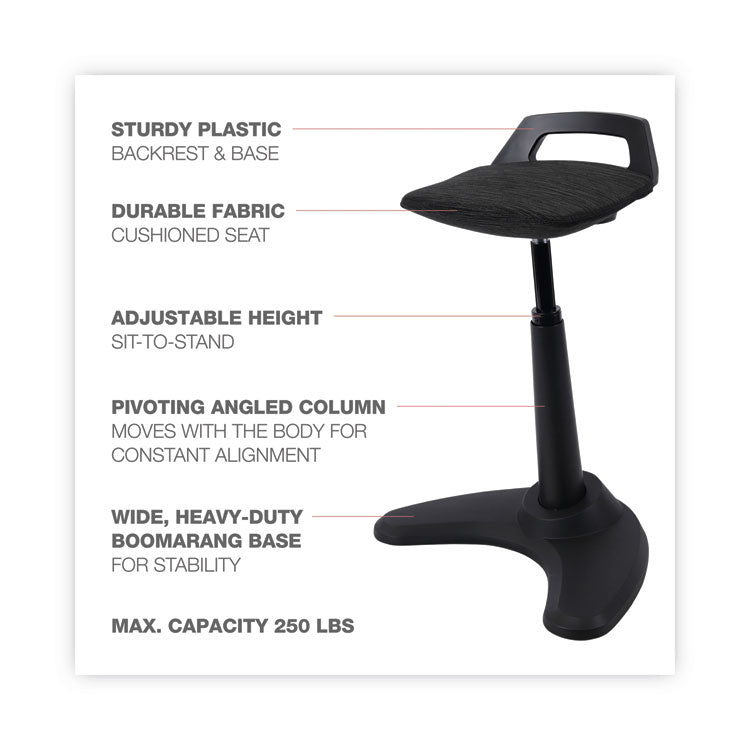 Alera Adaptivergo Sit To Stand Perch Stool, Supports Up To 250 Lb, Black 2