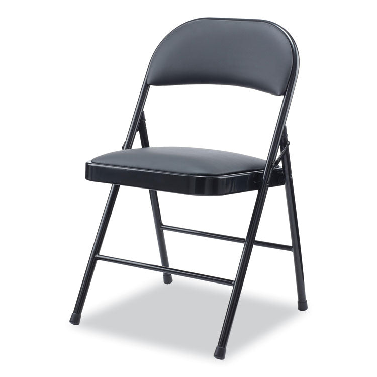 Alera PU Padded Folding Chair, Supports Up to 250 lb, Black Seat, Black Back, Black Base, 4/Carton 2