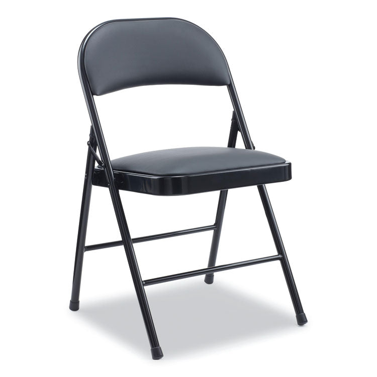 Alera PU Padded Folding Chair, Supports Up to 250 lb, Black Seat, Black Back, Black Base, 4/Carton 1