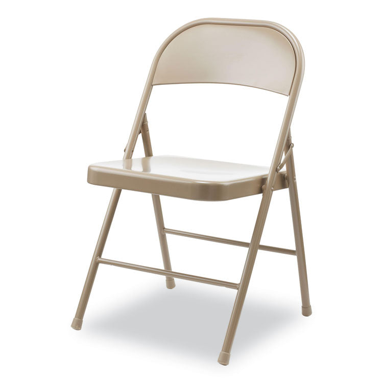 Armless Steel Folding Chair, Supports Up to 275 lb, Tan Seat, Tan Back, Tan Base, 4/Carton 2