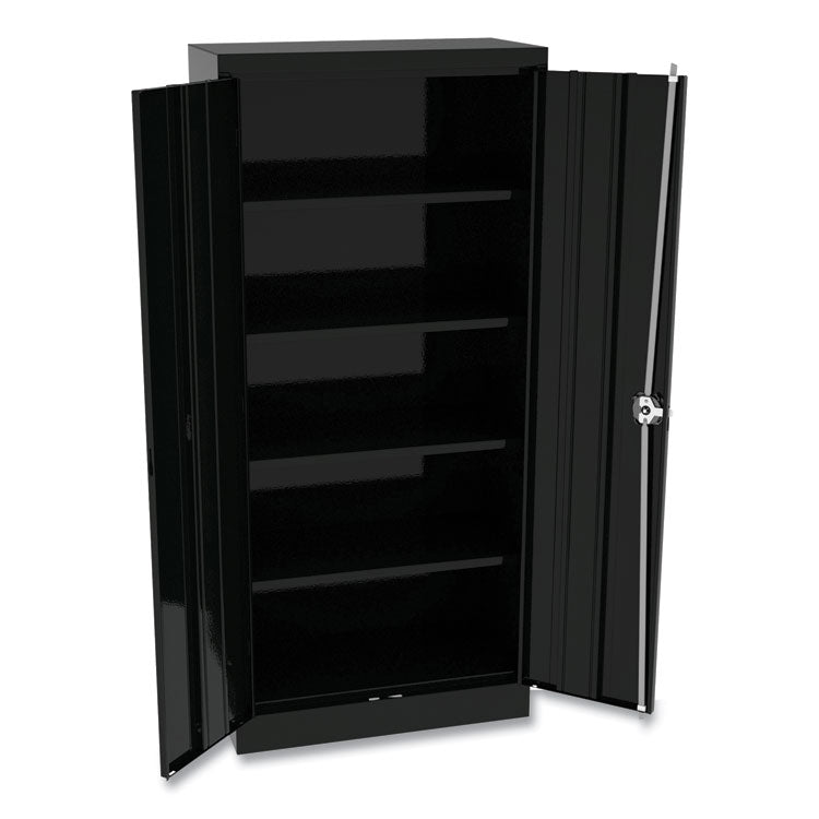 Space Saver Storage Cabinet, Four Fixed Shelves, 30w X 15d X 66h, Black 1