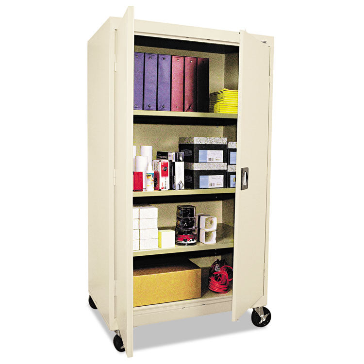 Assembled Mobile Storage Cabinet, With Adjustable Shelves 36w X 24d X 66h, Putty 2