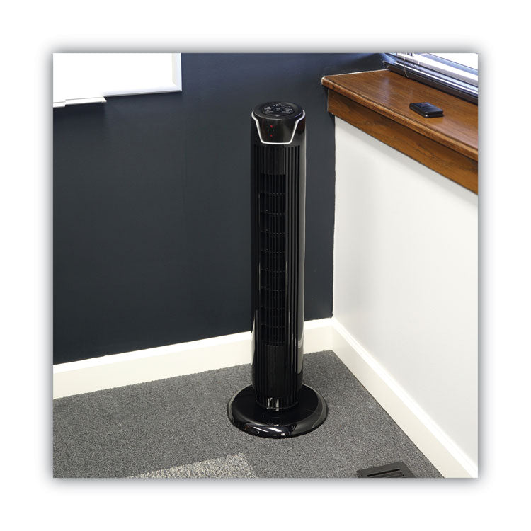 36" 3-Speed Oscillating Tower Fan With Remote Control, Plastic, Black 4