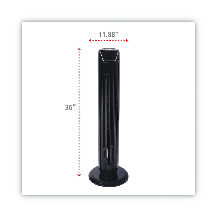 36" 3-Speed Oscillating Tower Fan With Remote Control, Plastic, Black 2