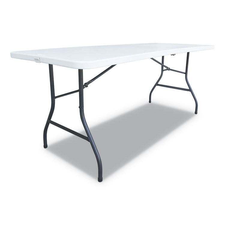 Fold-in-Half Resin Folding Table, Rectangular, 72w x 29.63d x 29.25h, White 1