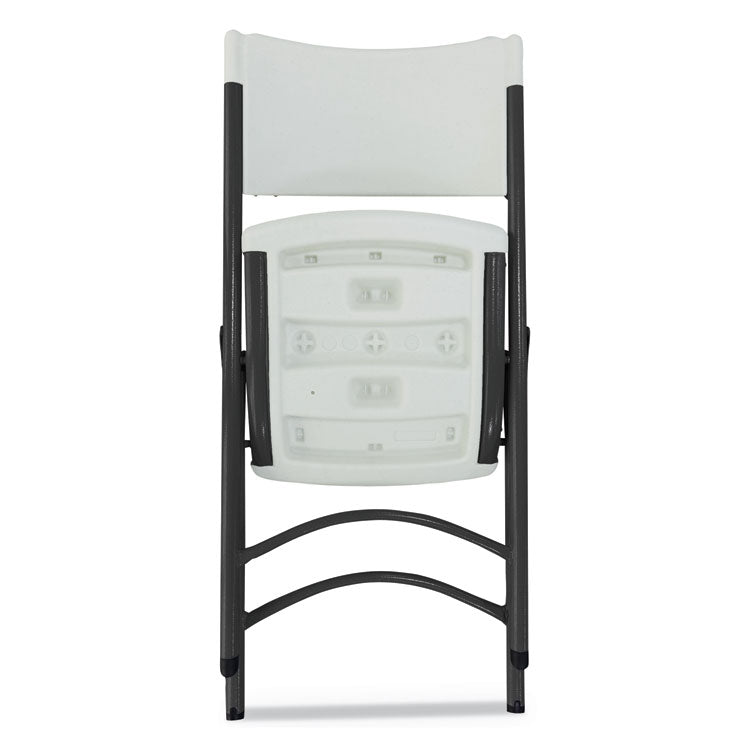 Premium Molded Resin Folding Chair, Supports Up to 250 lb, 17.52" Seat Height, White Seat, White Back, Dark Gray Base 5