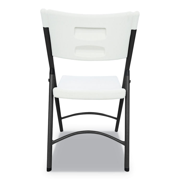 Premium Molded Resin Folding Chair, Supports Up to 250 lb, 17.52" Seat Height, White Seat, White Back, Dark Gray Base 4