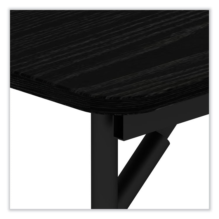 Wood Folding Table, Rectangular, 48w x 23.88d x 29h, Black 4