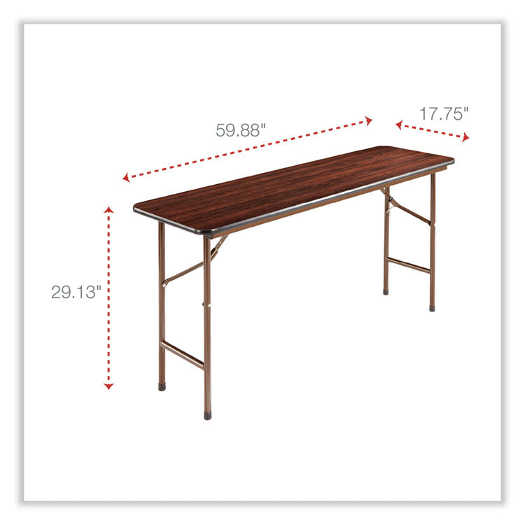 Wood Folding Table, Rectangular, 59.88w X 17.75d X 29.13h, Mahogany 2