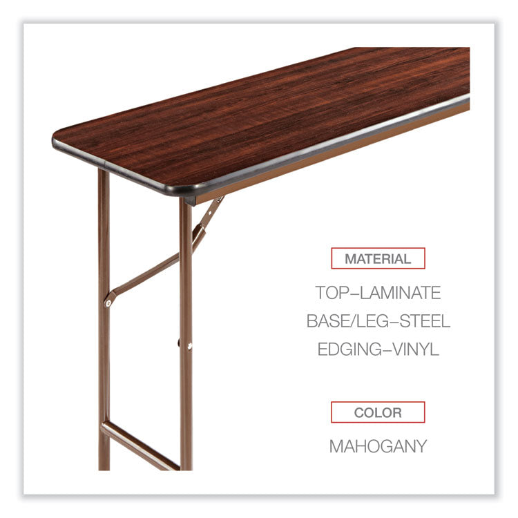 Wood Folding Table, Rectangular, 59.88w X 17.75d X 29.13h, Mahogany 4