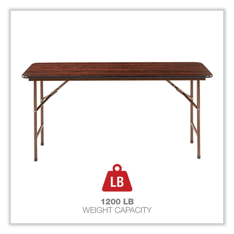 Wood Folding Table, Rectangular, 59.88w X 17.75d X 29.13h, Mahogany 6