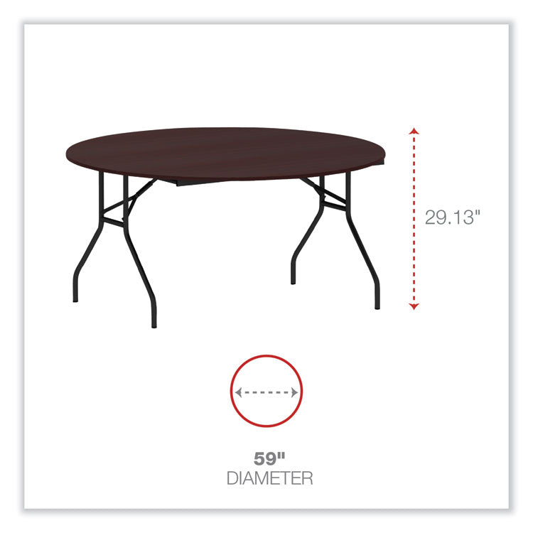 Round Wood Folding Table, 59" Diameter x 29.13h, Mahogany 2