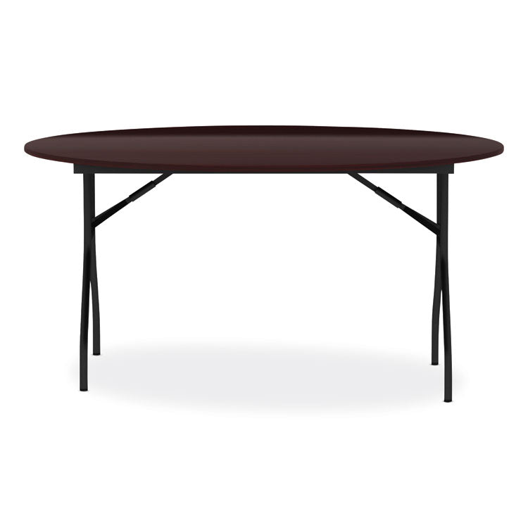 Round Wood Folding Table, 59" Diameter x 29.13h, Mahogany 7