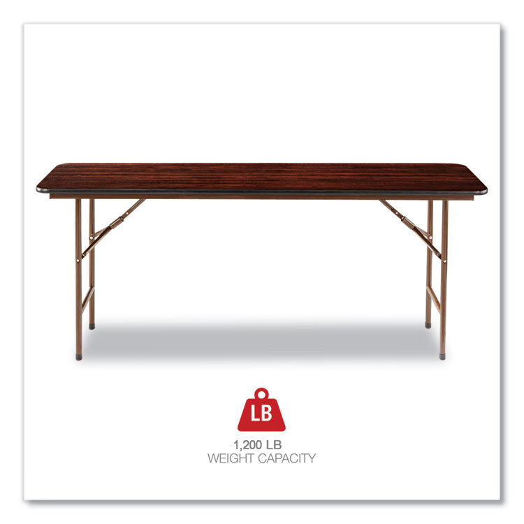 Wood Folding Table, Rectangular, 71.88w X 17.75d X 29.13h, Mahogany 6