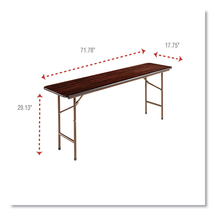 Wood Folding Table, Rectangular, 71.88w X 17.75d X 29.13h, Mahogany 7