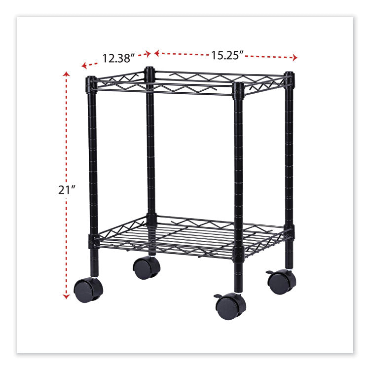 Compact File Cart for Side-to-Side Filing, Metal, 1 Shelf, 1 Bin, 15.25" x 12.38" x 21", Black 2