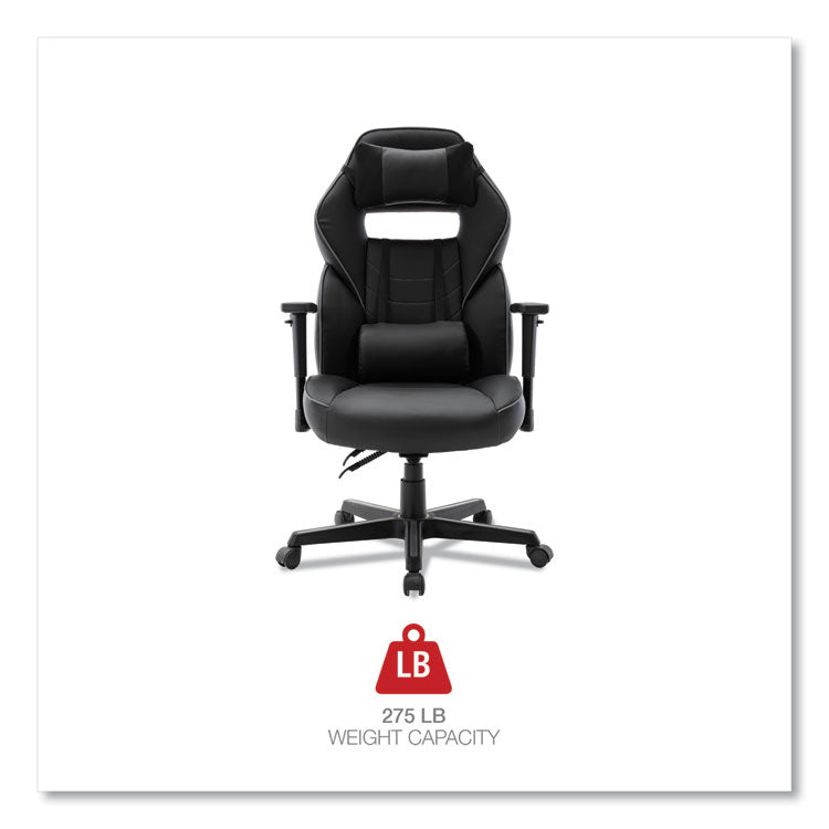 Racing Style Ergonomic Gaming Chair, Supports 275 Lb, 15.91" To 19.8" Seat Height, Black/gray Trim Seat/back, Black/gray Base 10