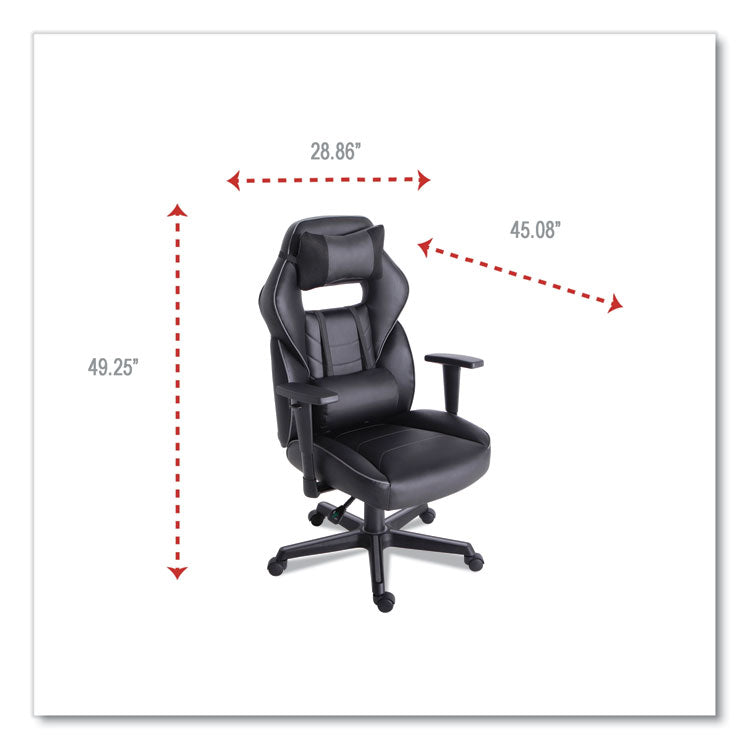 Racing Style Ergonomic Gaming Chair, Supports 275 Lb, 15.91" To 19.8" Seat Height, Black/gray Trim Seat/back, Black/gray Base 3