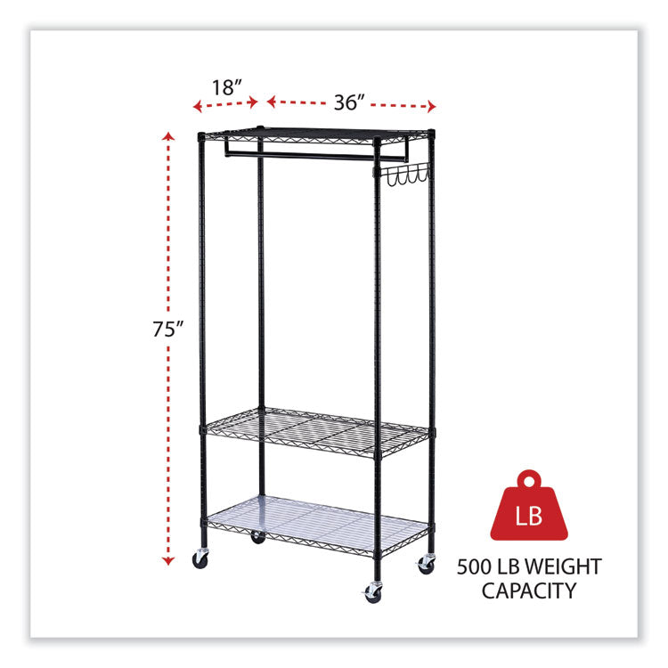 Wire Shelving Garment Rack, 30 Garments, 36w X 18d X 75h, Black 2