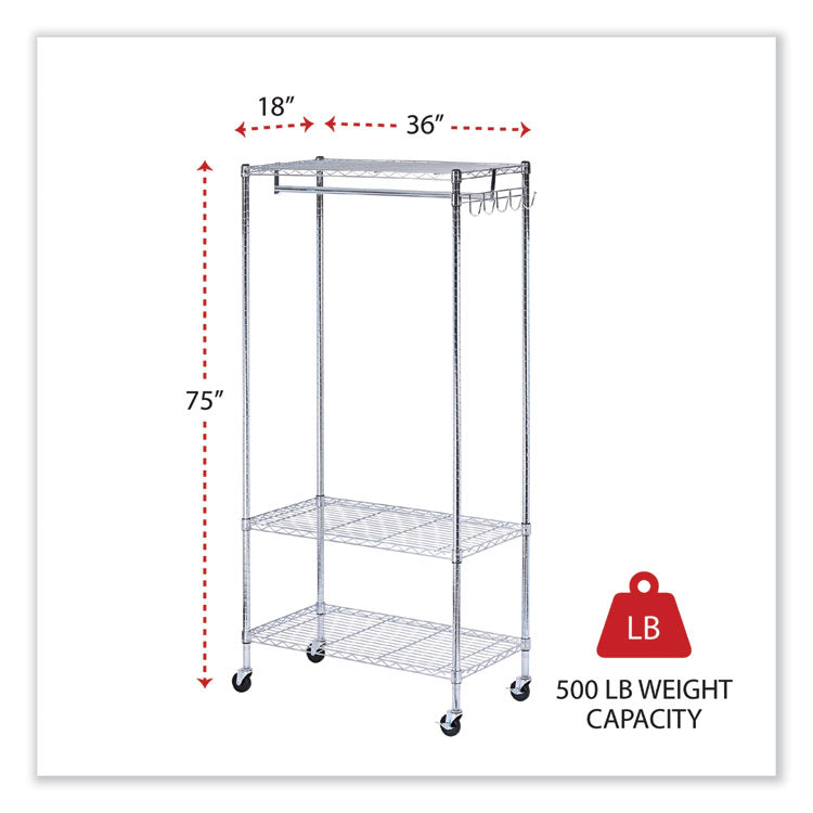 Wire Shelving Garment Rack, 30 Garments, 36w X 18d X 75h, Silver 2