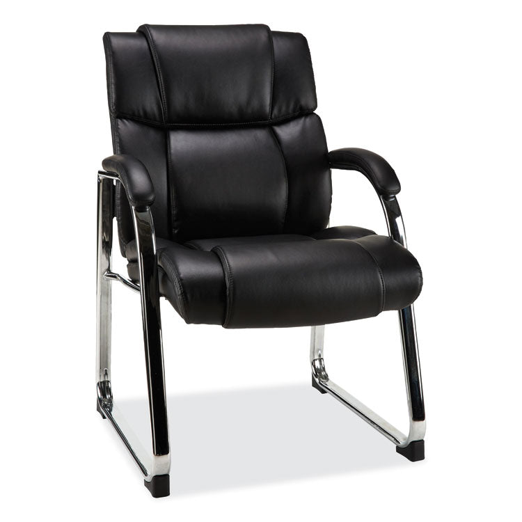 Alera Hildred Series Guest Chair, 25" x 28.94" x 37.8", Black Seat, Black Back, Chrome Base 1