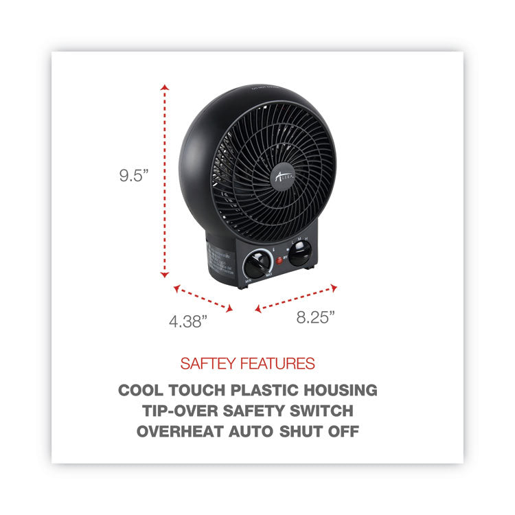 Heater Fan, 1,500 W, 8.25 x 4.37 x 9.5, Black 3