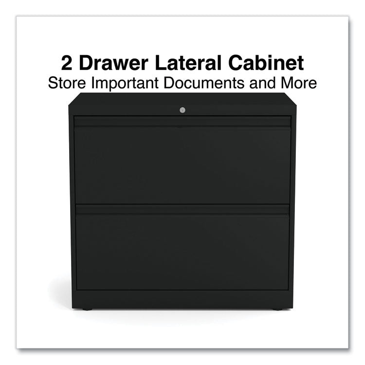 Lateral File, 2 Legal/Letter-Size File Drawers, Black, 30" x 18.63" x 28" 2