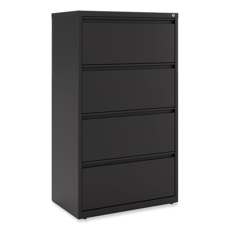 Lateral File, 4 Legal/Letter-Size File Drawers, Black, 30" x 18.63" x 52.5" 2