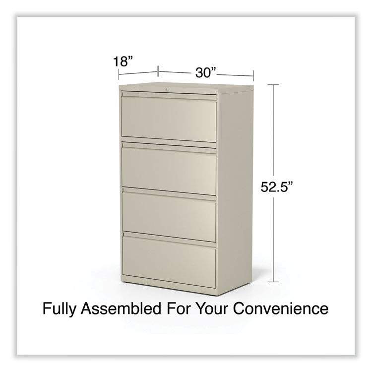 Lateral File, 4 Legal/Letter-Size File Drawers, Putty, 30" x 18.63" x 52.5" 3