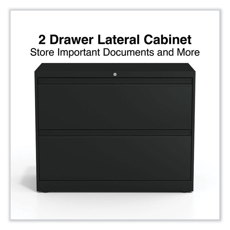 Lateral File, 2 Legal/Letter-Size File Drawers, Black, 36" x 18.63" x 28" 2