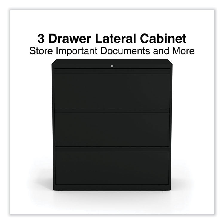 Lateral File, 3 Legal/Letter/A4/A5-Size File Drawers, Black, 36" x 18.63" x 40.25" 2