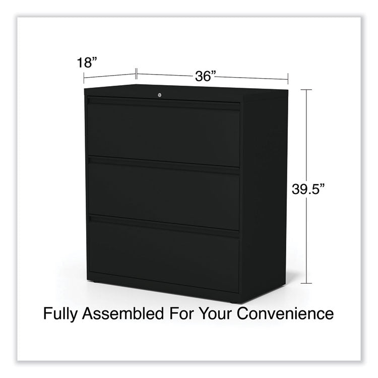 Lateral File, 3 Legal/Letter/A4/A5-Size File Drawers, Black, 36" x 18.63" x 40.25" 6