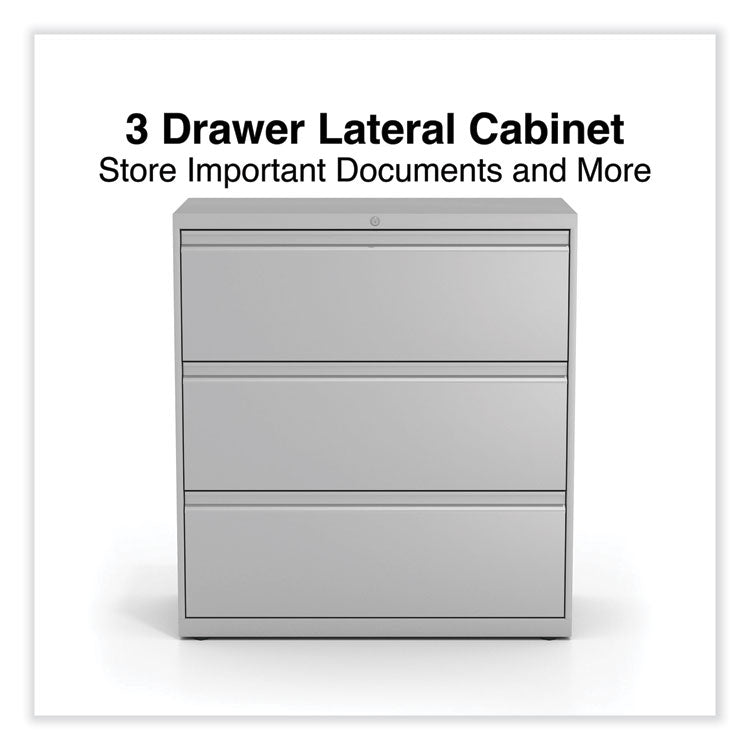 Lateral File, 3 Legal/Letter/A4/A5-Size File Drawers, Light Gray, 36" x 18.63" x 40.25" 2