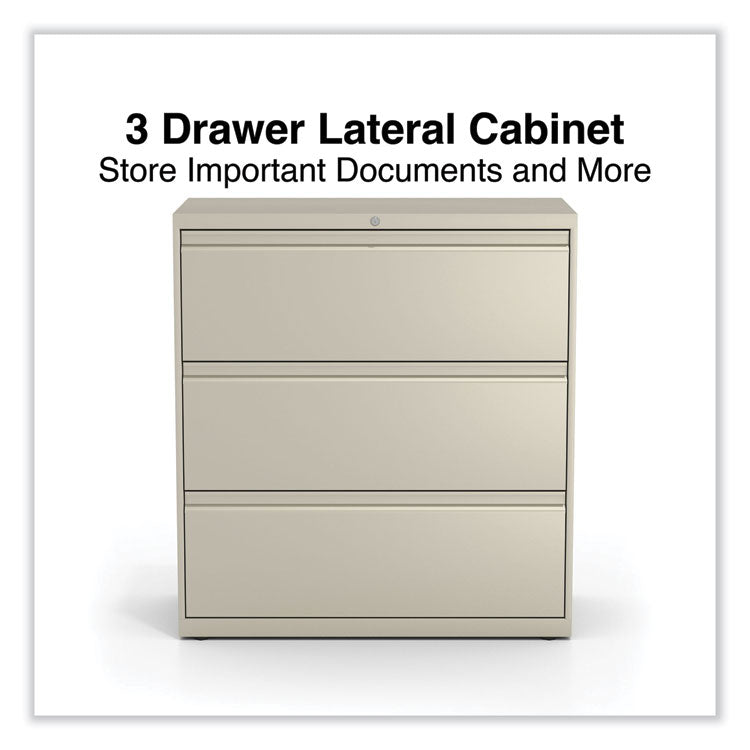 Lateral File, 3 Legal/Letter/A4/A5-Size File Drawers, Putty, 36" x 18.63" x 40.25" 2