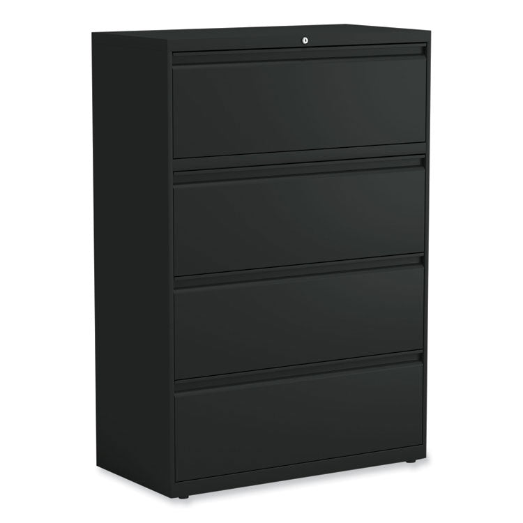 Lateral File, 4 Legal/Letter-Size File Drawers, Black, 36" x 18.63" x 52.5" 1