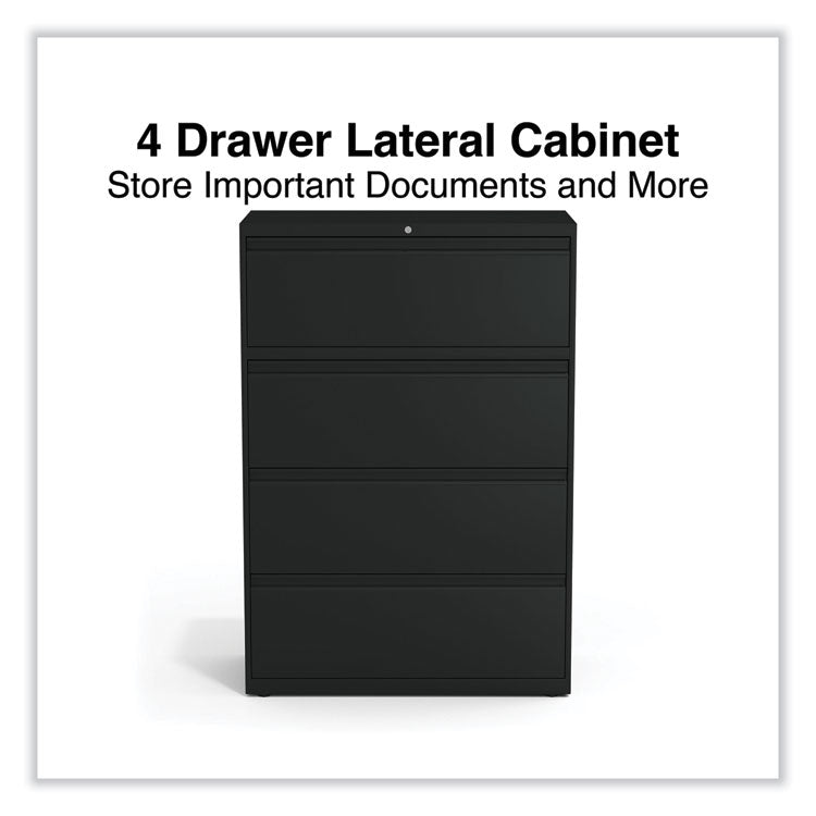 Lateral File, 4 Legal/Letter-Size File Drawers, Black, 36" x 18.63" x 52.5" 2