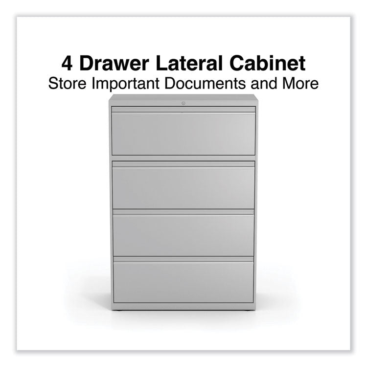 Lateral File, 4 Legal/Letter-Size File Drawers, Light Gray, 36" x 18.63" x 52.5" 2