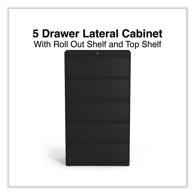 Lateral File, 5 Legal/Letter/A4/A5-Size File Drawers, Black, 36" x 18.63" x 67.63" 2