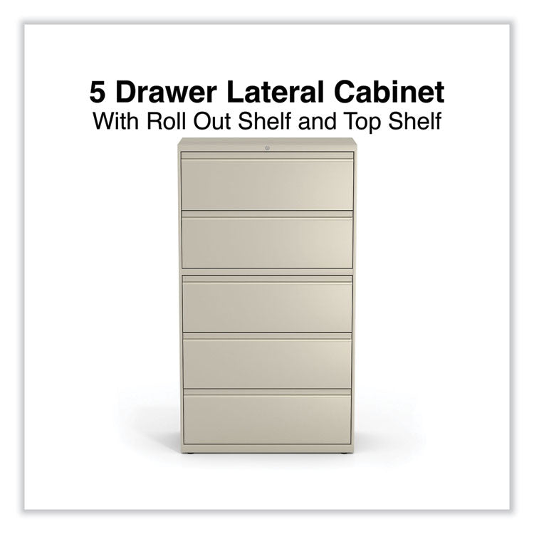 Lateral File, 5 Legal/Letter/A4/A5-Size File Drawers, Putty, 36" x 18.63" x 67.63" 2